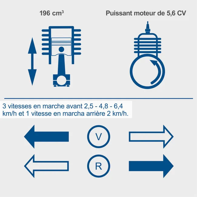 Volquete basculante motorizado – 6,5 CV, 4 tiempos, 196 cc