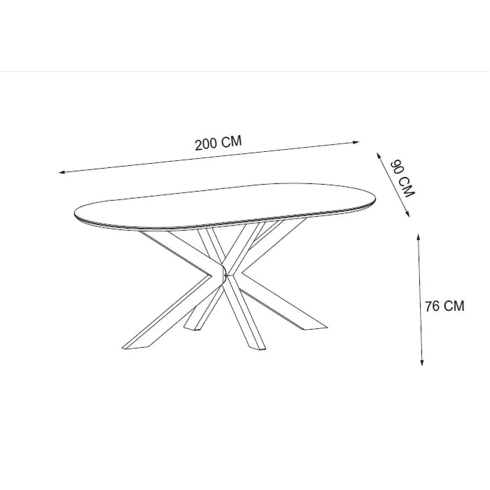Mesa de comedor Manon – 200×90 cm – Cerámica mármol blanco con patas de metal negro