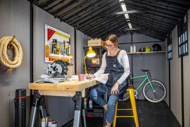 Caseta de jardín de resina – Gris – 7,2 m²